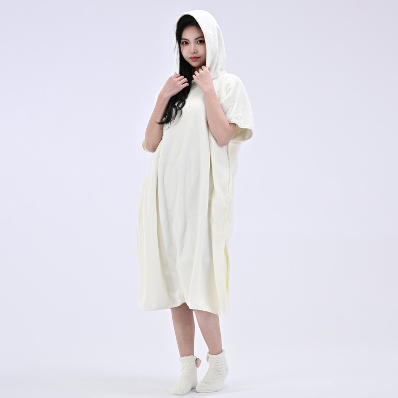 Halat de baie cu glugă din coral fleece, uscare rapidă, pentru adulți, unisex, vară — Miffy, 85% poliester, greutate 140g/420g