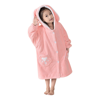 Halat de baie pentru copii din coral fleece, gros, absorbant, pentru iarnă, 480–580 g, 100% poliester, Unisex