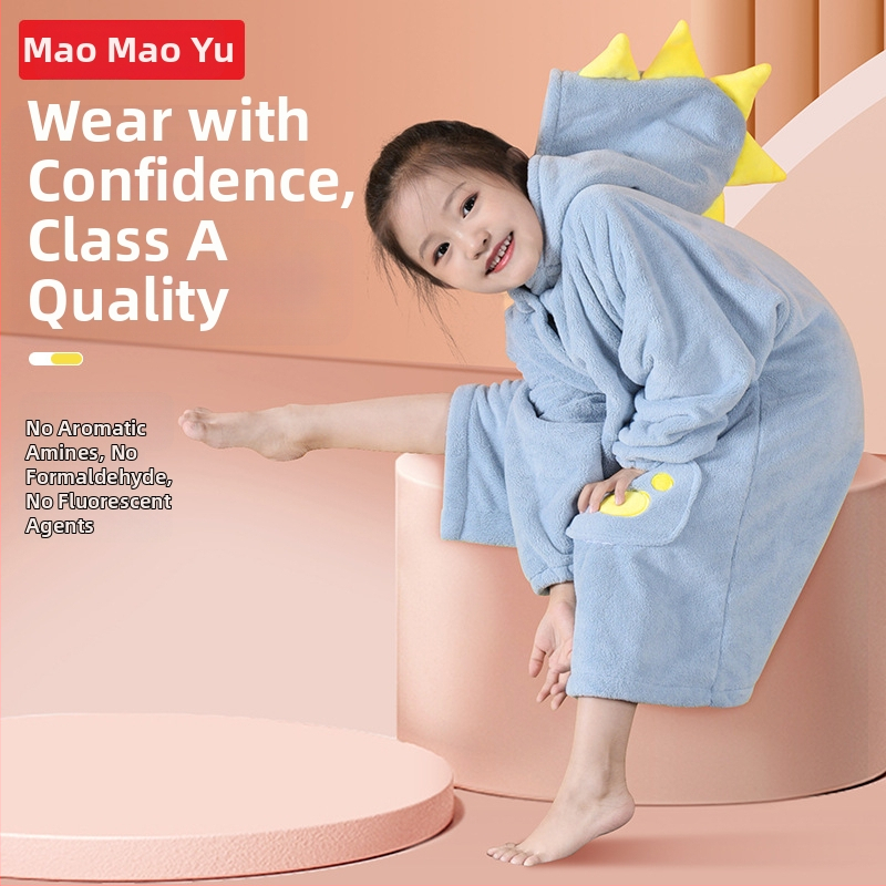 Halat de baie pentru copii din coral fleece, gros, absorbant, pentru iarnă, 480–580 g, 100% poliester, Unisex