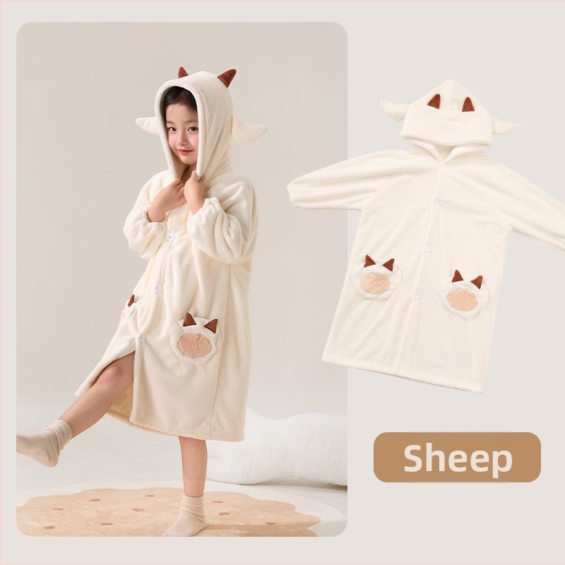 Halat de baie pentru copii din coral fleece, gros, absorbant, pentru iarnă, 480–580 g, 100% poliester, Unisex