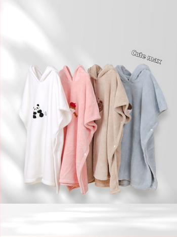 Laste kapuutsiga vannirätik mantel, Cartoon disain, korallveluur, imav, sobib imikutele ja väikelastele (1–3 aastat)