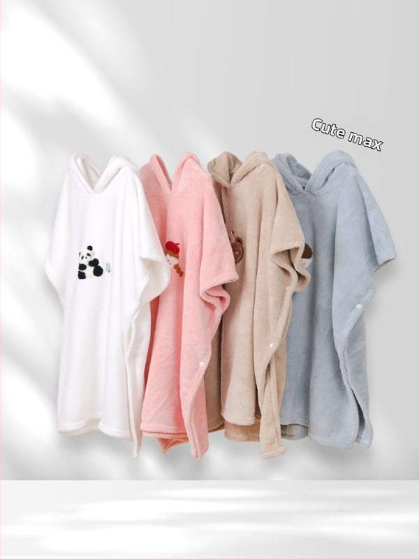 Laste kapuutsiga vannirätik mantel, Cartoon disain, korallveluur, imav, sobib imikutele ja väikelastele (1–3 aastat)