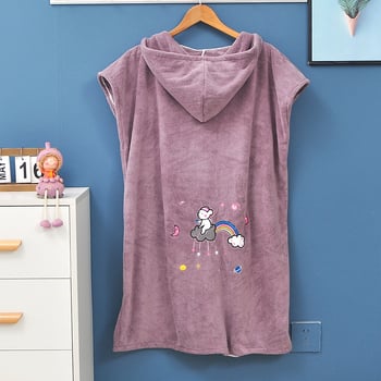 Halat de baie cu glugă din fleece coral pentru adulți și copii (Vară · Femei · 550 g)