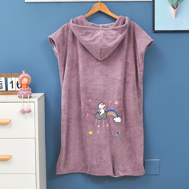 Halat de baie cu glugă din fleece coral pentru adulți și copii (Vară · Femei · 550 g)