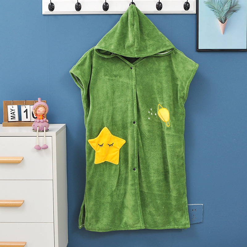 Halat de baie cu glugă din fleece coral pentru adulți și copii (Vară · Femei · 550 g)