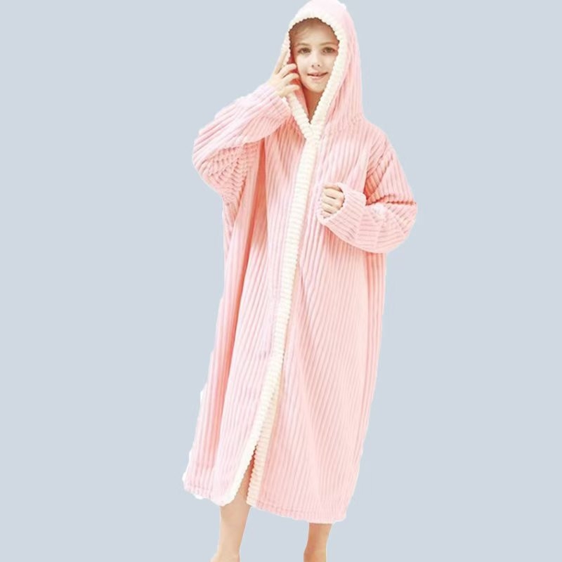 Halat de baie pentru copii cu glugă — velur coral, 90% poliester, 400 g, pentru iarnă