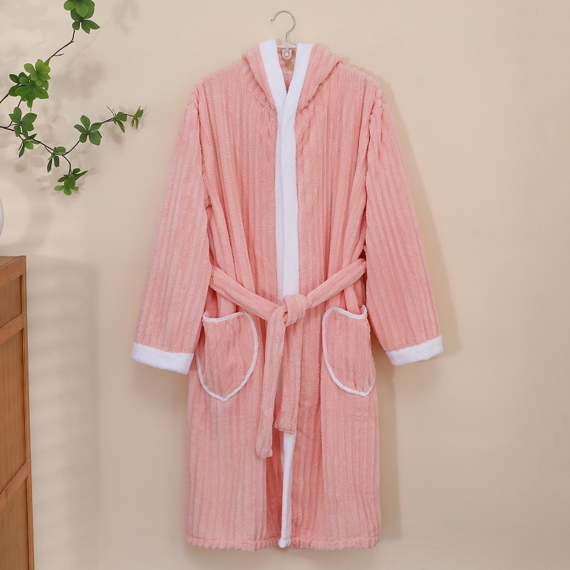 Halat de baie pentru copii cu glugă — velur coral, 90% poliester, 400 g, pentru iarnă