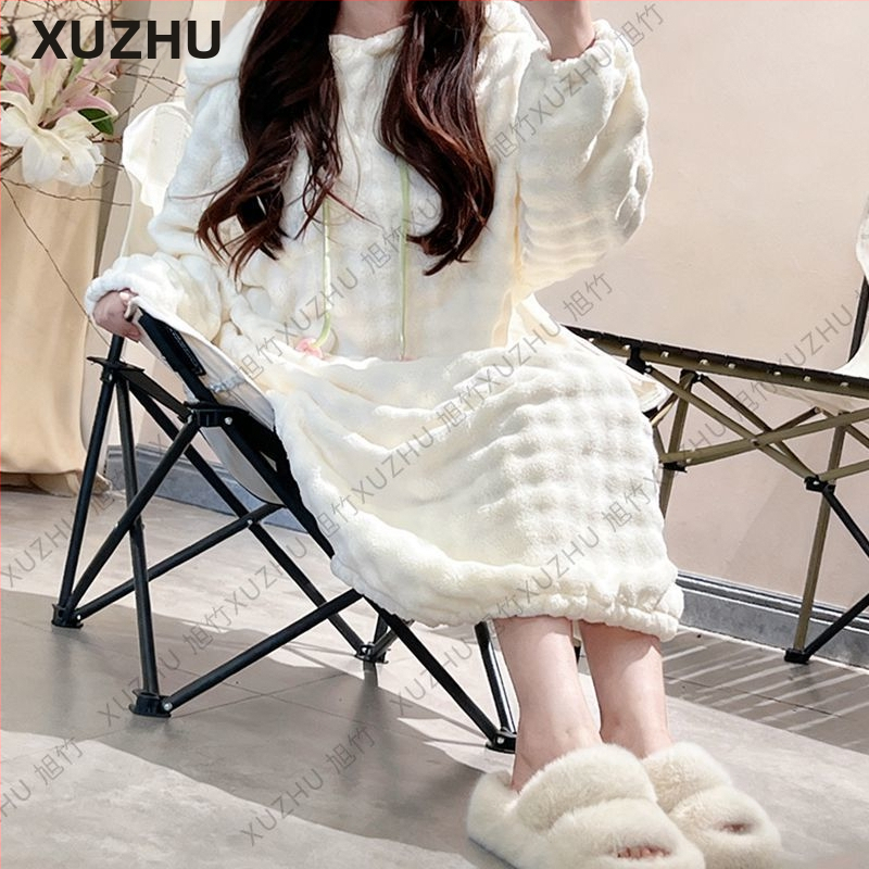 Halat de baie purtabil, absorbant, cu glugă și mâneci lungi; material întărit, prietenos cu pielea, pentru iarnă.