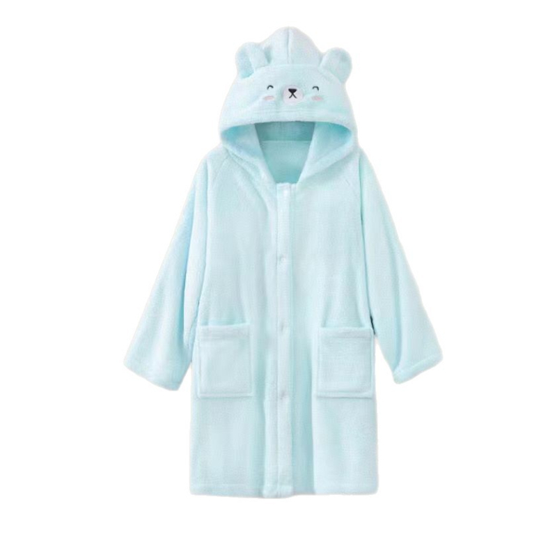 Halat de baie pentru copii, din coral fleece, croială mantie, 85% poliester / 15% nylon, unisex