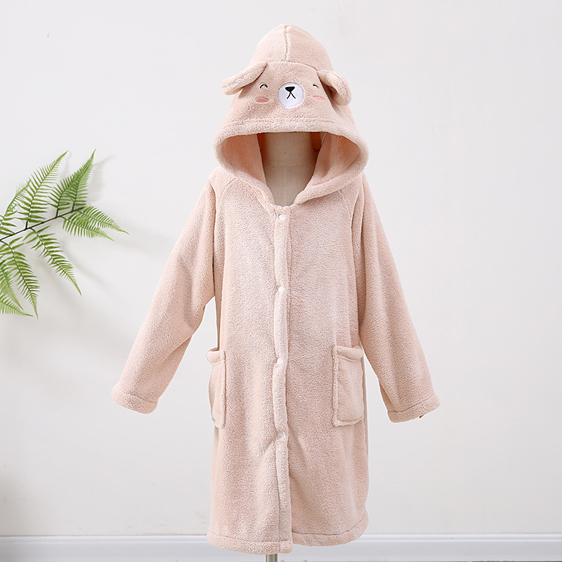 Halat de baie pentru copii, din coral fleece, croială mantie, 85% poliester / 15% nylon, unisex