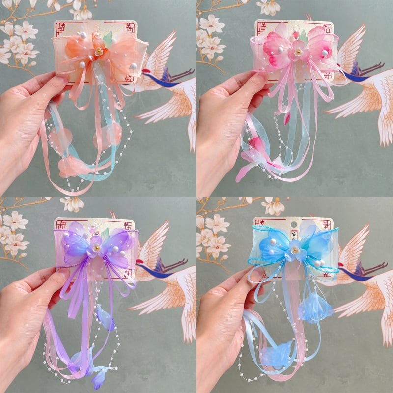 Κλιπ Μαλλιών για παιδιά σε κινεζικό αρχαιοπρεπές στυλ με φλοράλ και φούντα – κράμα, ηλεκτροπλατίωση