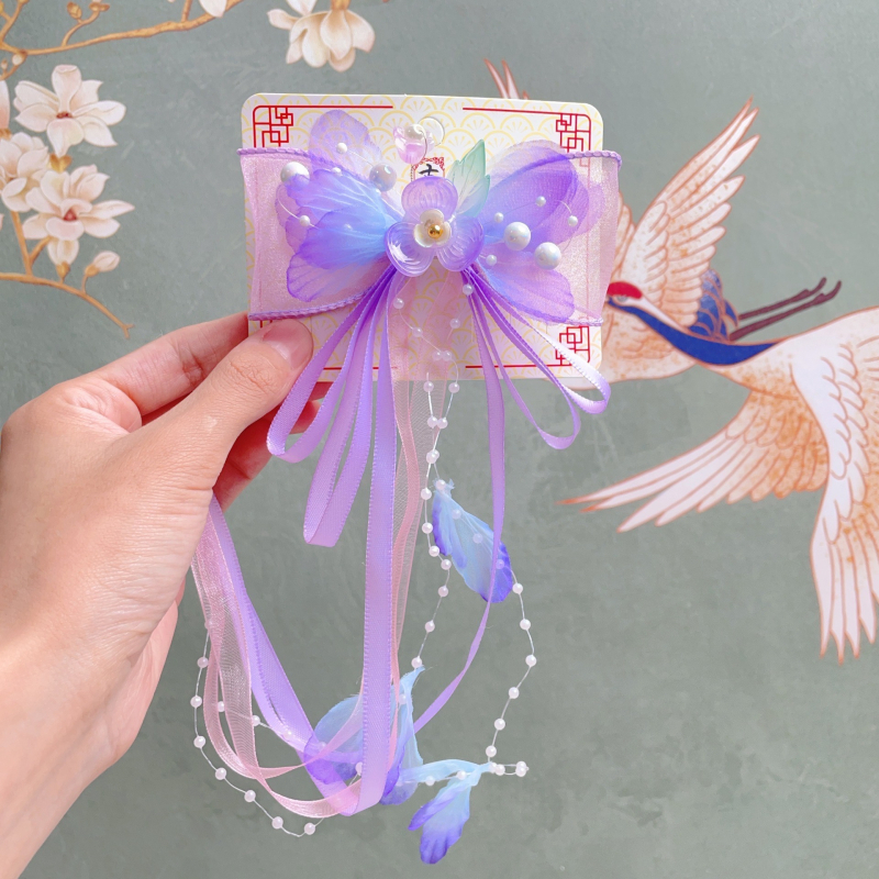 Κλιπ Μαλλιών για παιδιά σε κινεζικό αρχαιοπρεπές στυλ με φλοράλ και φούντα – κράμα, ηλεκτροπλατίωση