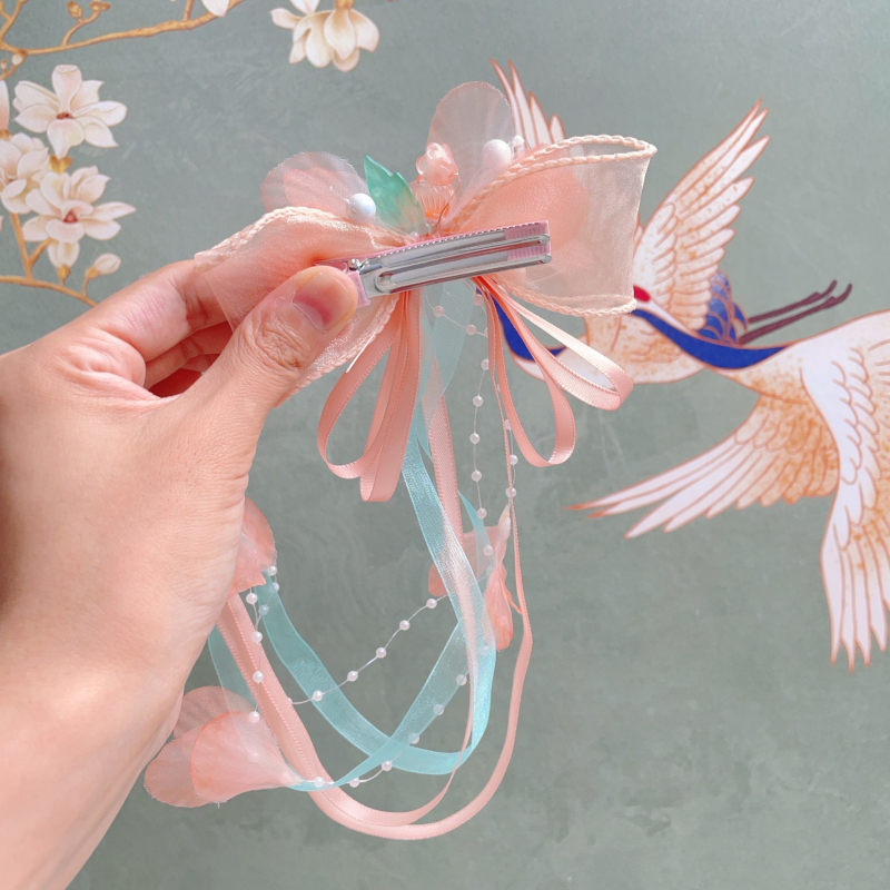 Κλιπ Μαλλιών για παιδιά σε κινεζικό αρχαιοπρεπές στυλ με φλοράλ και φούντα – κράμα, ηλεκτροπλατίωση