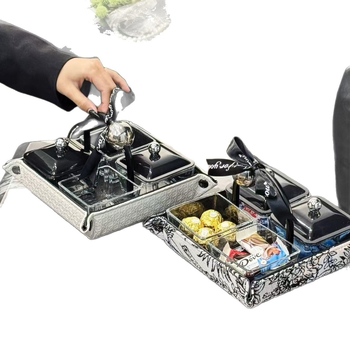 Keraminė vaisių ir užkandžių plokštelė su skyriais – šiuolaikinio minimalistinio stiliaus – paruošta dovanai gimtadieniams, įkurtuvėms ir vakarėliams