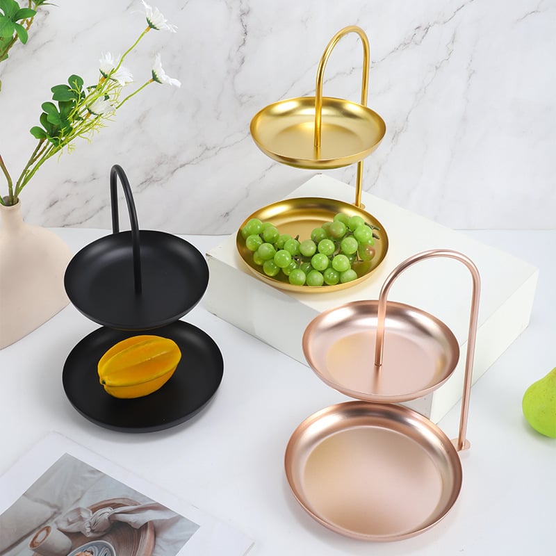 Dvostruko slojevita željezna posuda za voće za dnevni boravak – nordijski stil, višenamjenska, lagani luksuz retro
