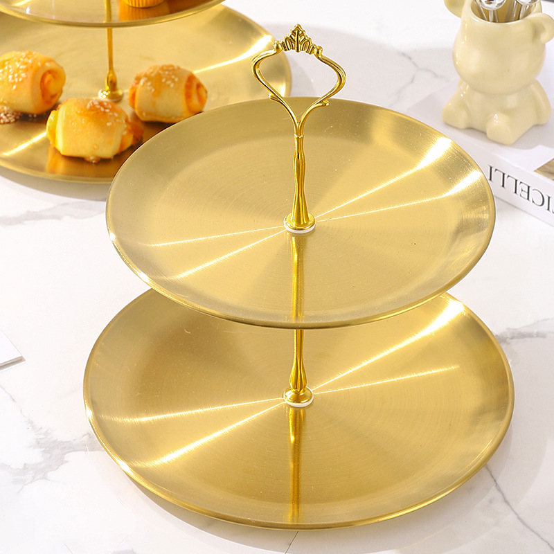 Trostruki pladanj od nehrđajućeg čelika za voće i deserte, nordic light luxury stil, lansiran 2024.