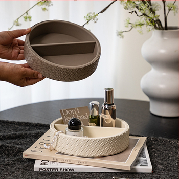 Skandinaviško stiliaus odinis dėklas parfumerijai ir papuošalams koridoriuje ar prie stalo — Medžiaga: tanki plokštė + PU oda; Stilius: lengvas prabangos įspūdis; Ženklas: Smart