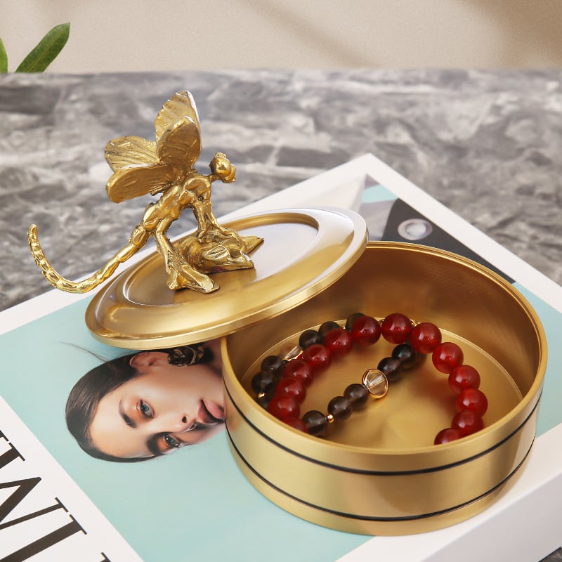 Žalvarinė papuošalų dėžutė šviesaus luksuso stiliaus, europietiško įkvėpimo saugykla, dažyta ir elektroplakavimo paviršiaus apdaila, pritaikomas apdorojimas, licencijuota privataus etiketė