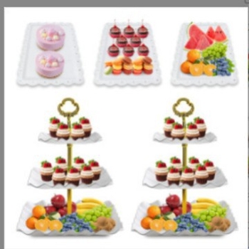 Trostruki plastični stalak za tortu, desertnu ploču i ploču voća, skandinavski stil