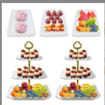 Trostruki plastični stalak za tortu, desertnu ploču i ploču voća, skandinavski stil