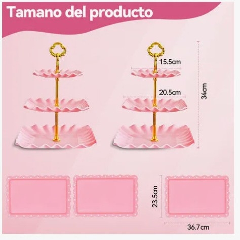 Trostruki plastični stalak za tortu, desertnu ploču i ploču voća, skandinavski stil