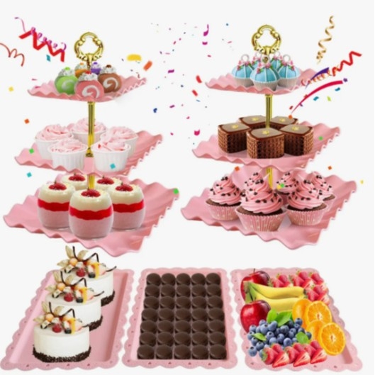 Trostruki plastični stalak za tortu, desertnu ploču i ploču voća, skandinavski stil