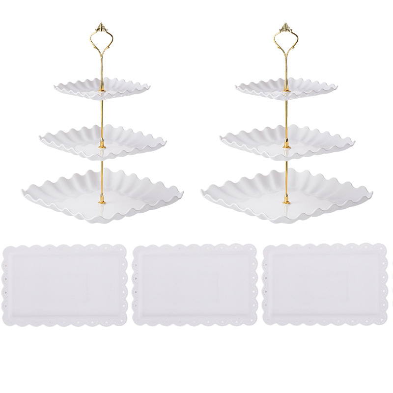 Trostruki plastični stalak za tortu, desertnu ploču i ploču voća, skandinavski stil