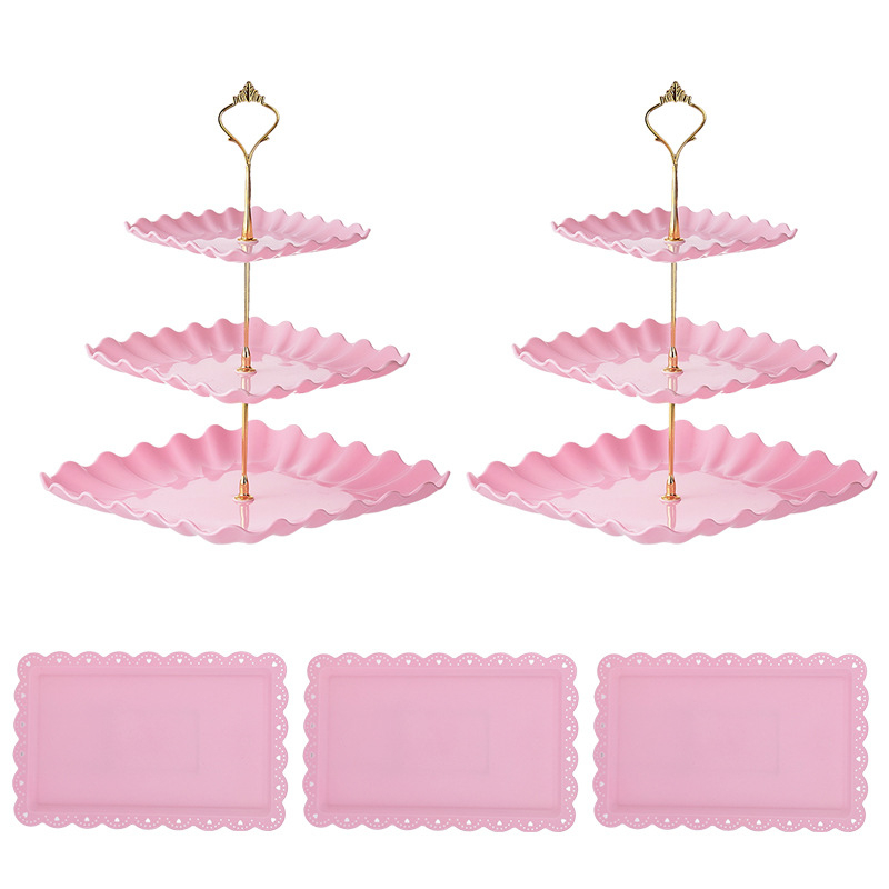 Trostruki plastični stalak za tortu, desertnu ploču i ploču voća, skandinavski stil