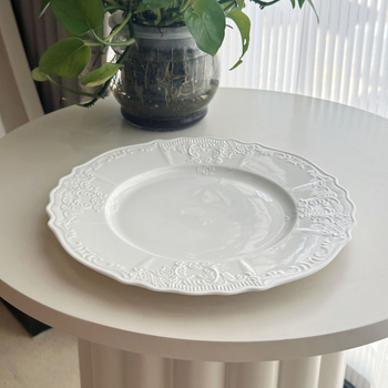 Κεραμικός δίσκος σε ρετρό στιλ με μοτίβο λουλουδιών, ακανόνιστο σχήμα, κατάλληλος για φούρνο μικροκυμάτων