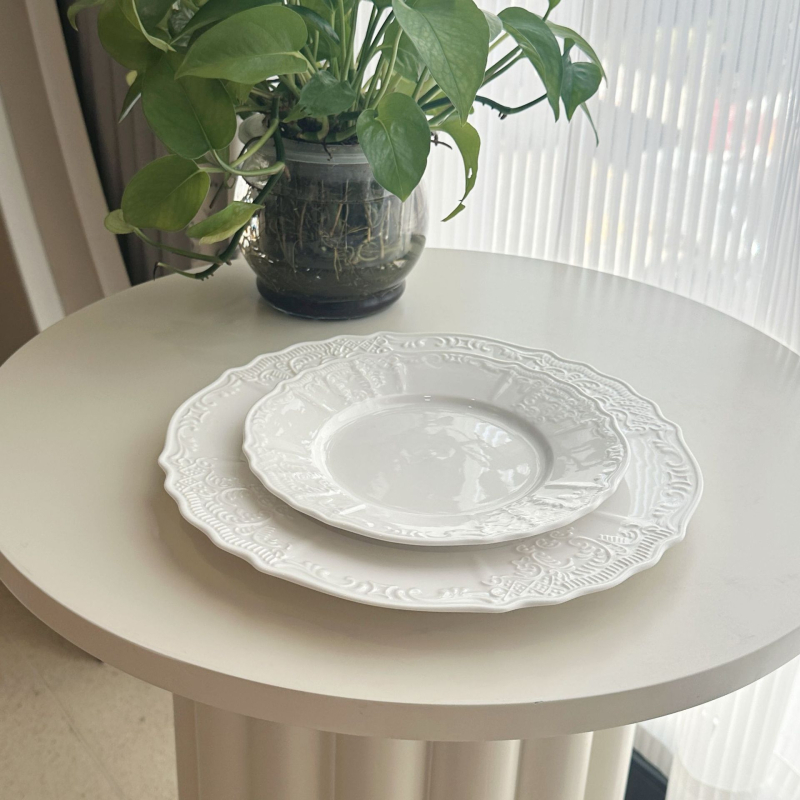 Κεραμικός δίσκος σε ρετρό στιλ με μοτίβο λουλουδιών, ακανόνιστο σχήμα, κατάλληλος για φούρνο μικροκυμάτων