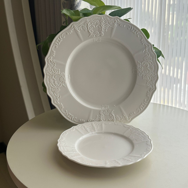 Κεραμικός δίσκος σε ρετρό στιλ με μοτίβο λουλουδιών, ακανόνιστο σχήμα, κατάλληλος για φούρνο μικροκυμάτων