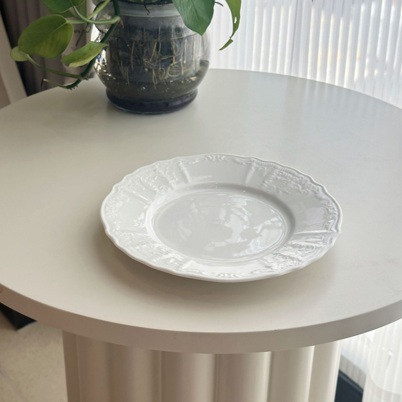 Κεραμικός δίσκος σε ρετρό στιλ με μοτίβο λουλουδιών, ακανόνιστο σχήμα, κατάλληλος για φούρνο μικροκυμάτων