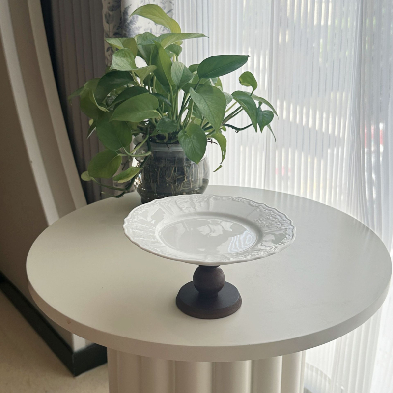 Κεραμικός δίσκος σε ρετρό στιλ με μοτίβο λουλουδιών, ακανόνιστο σχήμα, κατάλληλος για φούρνο μικροκυμάτων