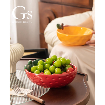 Keraminė vaisių lėkštė su glazūruota danga, Naujasis kinų stilius viešbučiams ir restoranams, aukštos kokybės lengvas prabangos dizainas su užkandžių laikymu