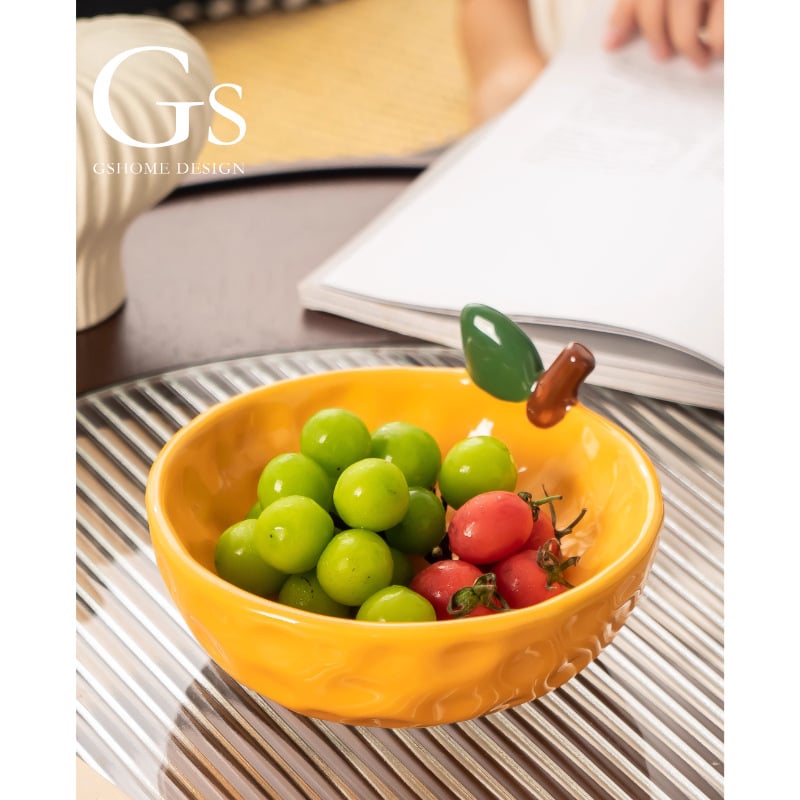 Keraminė vaisių lėkštė su glazūruota danga, Naujasis kinų stilius viešbučiams ir restoranams, aukštos kokybės lengvas prabangos dizainas su užkandžių laikymu