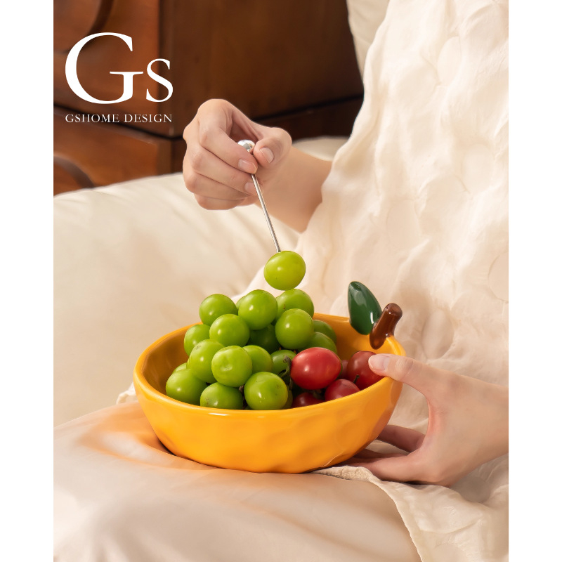 Keraminė vaisių lėkštė su glazūruota danga, Naujasis kinų stilius viešbučiams ir restoranams, aukštos kokybės lengvas prabangos dizainas su užkandžių laikymu