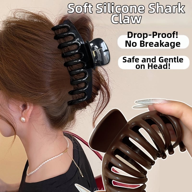 Щипка за коса от драконови кости с мек силикон, грипер механизъм, инжекционна обработка, за жени, аксесоар за глава