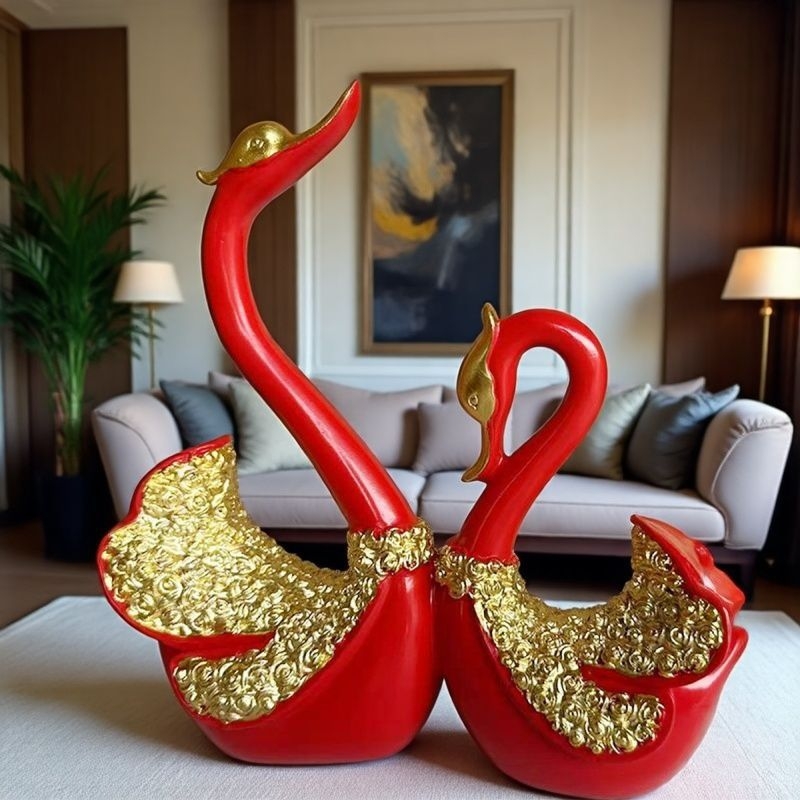 Lebede din rășină – figurine decorative pentru interior, stil luxos, ambalare individuală