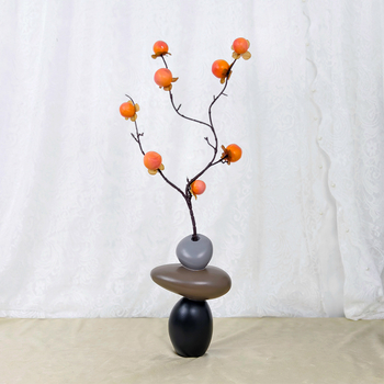 Vază decorativă din rășină pentru hol, plantă artificială; lucrată manual și pictată; turnare prin injecție; stil Nou Chinezesc; potrivită pentru decorul sufrageriei cu mobilier TV.