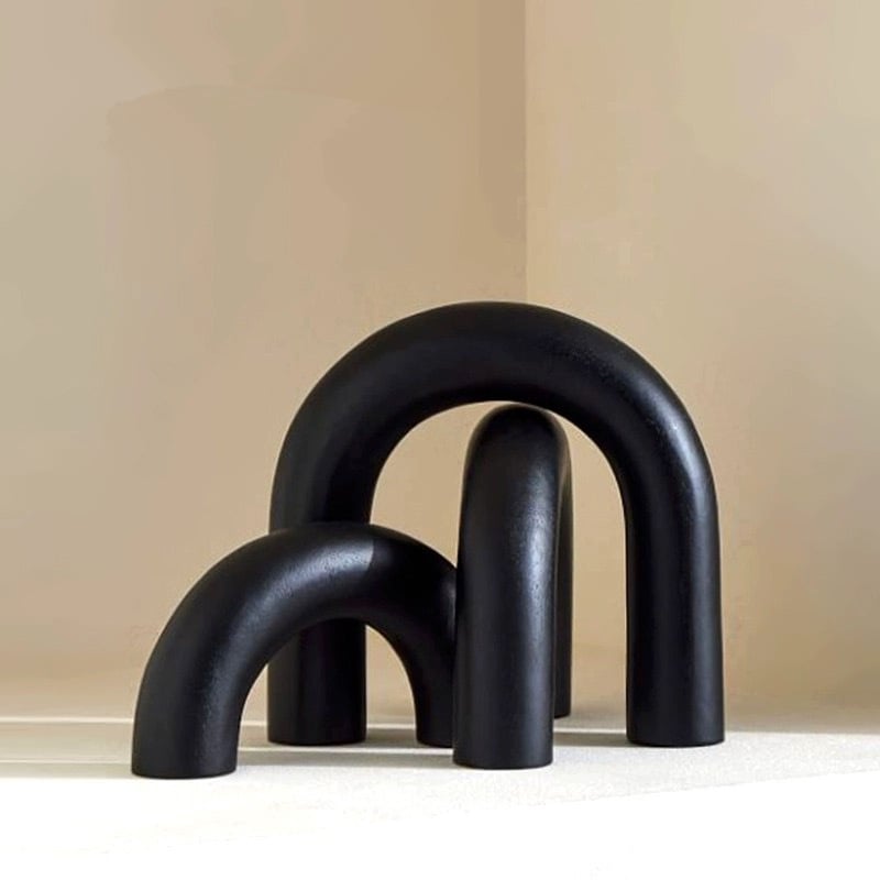 Haom Arc din lemn de stejar cu formă U — accesor decorativ pentru living, stand TV și hol, stil lux lejer