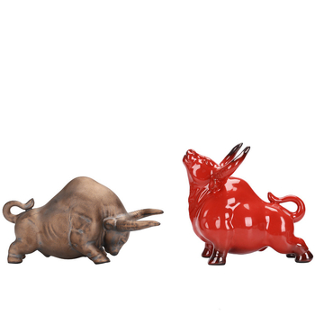 Ornament ceramic cu vacă, brand Crazy Monkey, figurină animal în stil chinezesc, pentru decor acasă și la birou