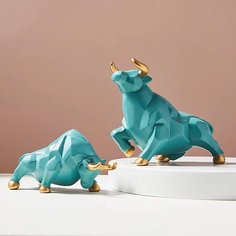 Ornament din rășină cu cap de taur pentru decorul casei, stil chinezesc, obiecte din rășină, ambalare din carton