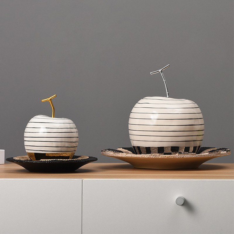 Figurina ceramică cu măr și pară, ornament fructat în stil luxos ușor, lucrată manual, electroplacare pentru decorul sufrageriei