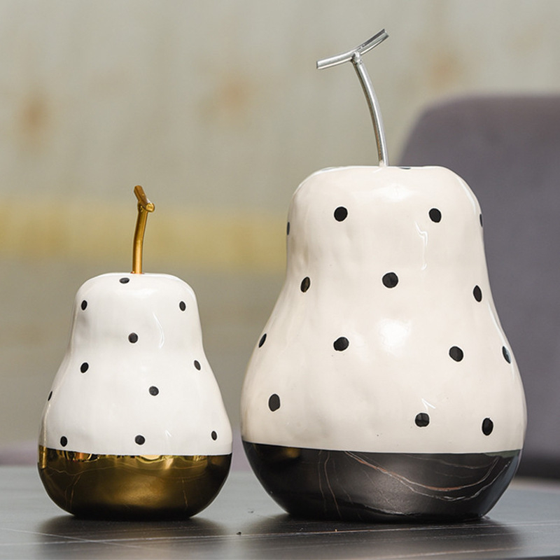 Figurina ceramică cu măr și pară, ornament fructat în stil luxos ușor, lucrată manual, electroplacare pentru decorul sufrageriei