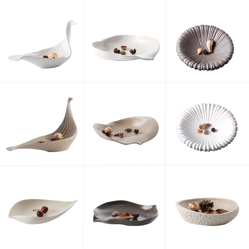 Keramikinis vaisių padėklas svetainėje, šiuolaikinis minimalistinis stilius; Medžiaga: Keramika; Paviršiaus apdorojimas: Kitas; Apdorojimas: Kitas; Individualizavimas: Ne