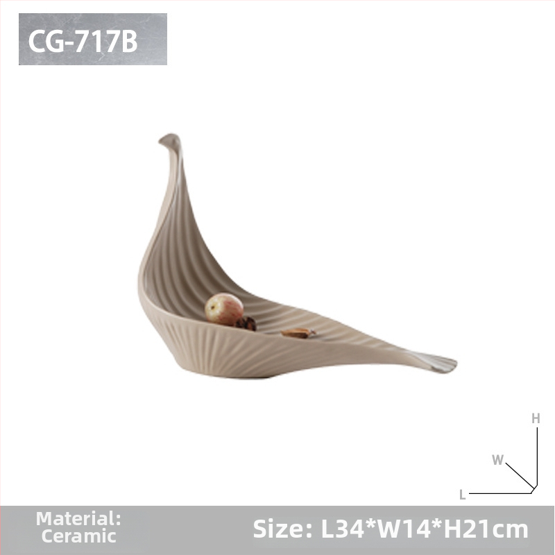 Keramikinis vaisių padėklas svetainėje, šiuolaikinis minimalistinis stilius; Medžiaga: Keramika; Paviršiaus apdorojimas: Kitas; Apdorojimas: Kitas; Individualizavimas: Ne