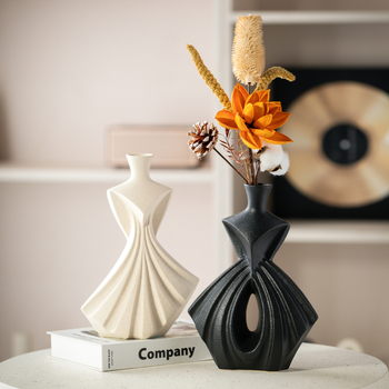 Vază ceramică în stil scandinav modern, pentru decor cu flori uscate - Htm