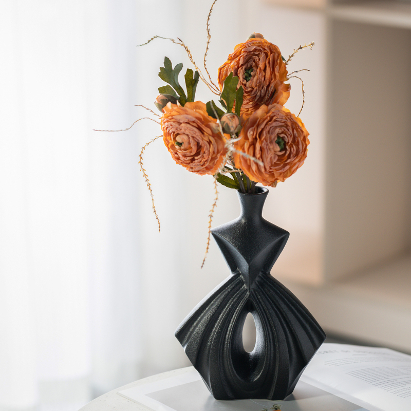 Vază ceramică în stil scandinav modern, pentru decor cu flori uscate - Htm