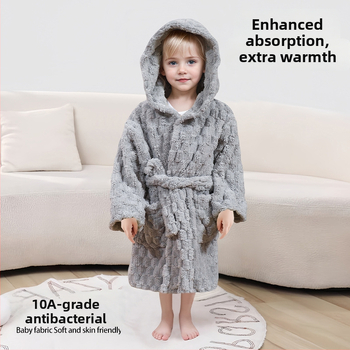 Laste vannihooldusrõivas kapuutsiga coral fleece materjalist, kantav rätik, kiiresti kuivab, unisex