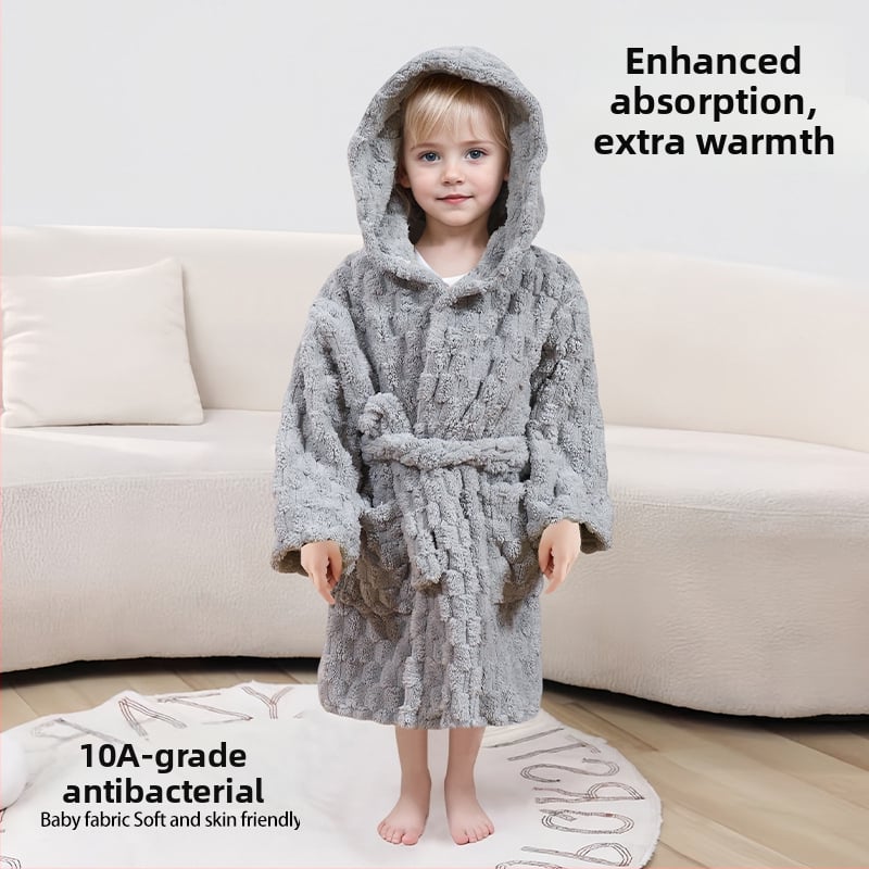 Laste vannihooldusrõivas kapuutsiga coral fleece materjalist, kantav rätik, kiiresti kuivab, unisex